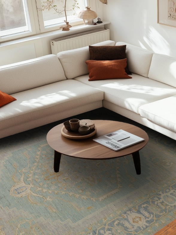 Light Blue Oushak Vegetable Dye Area Rug 8x10