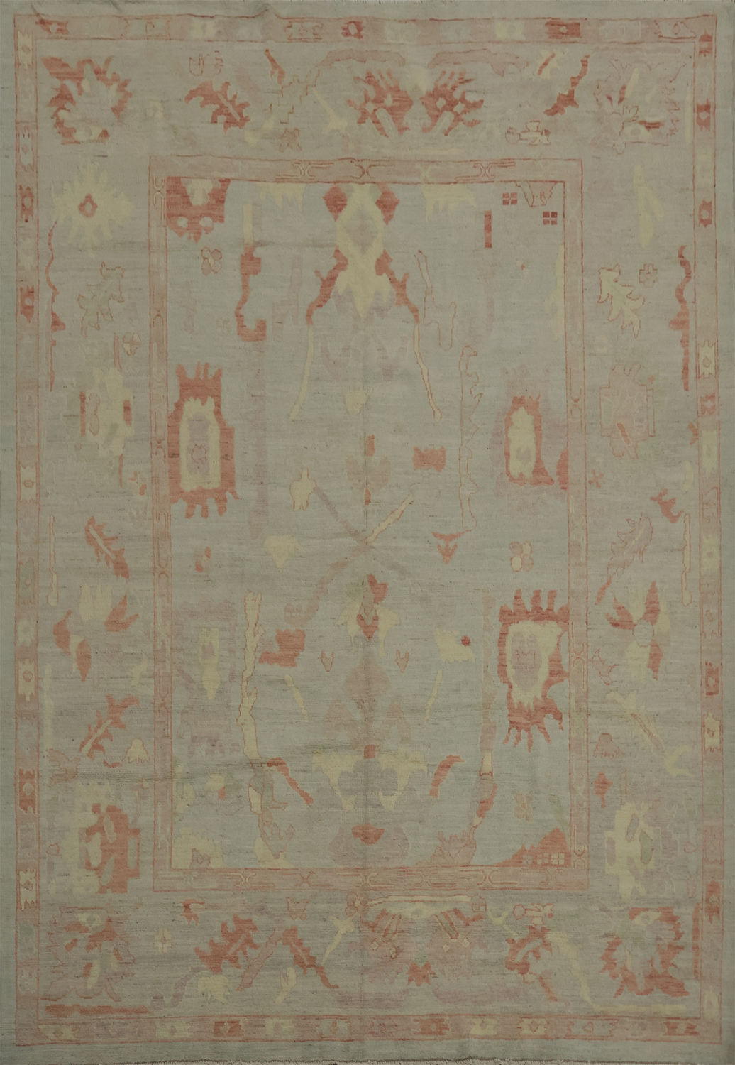 Classic Decor Oushak Vegetable Dye Area Rug 8x10 in Gentle Pastel Shades