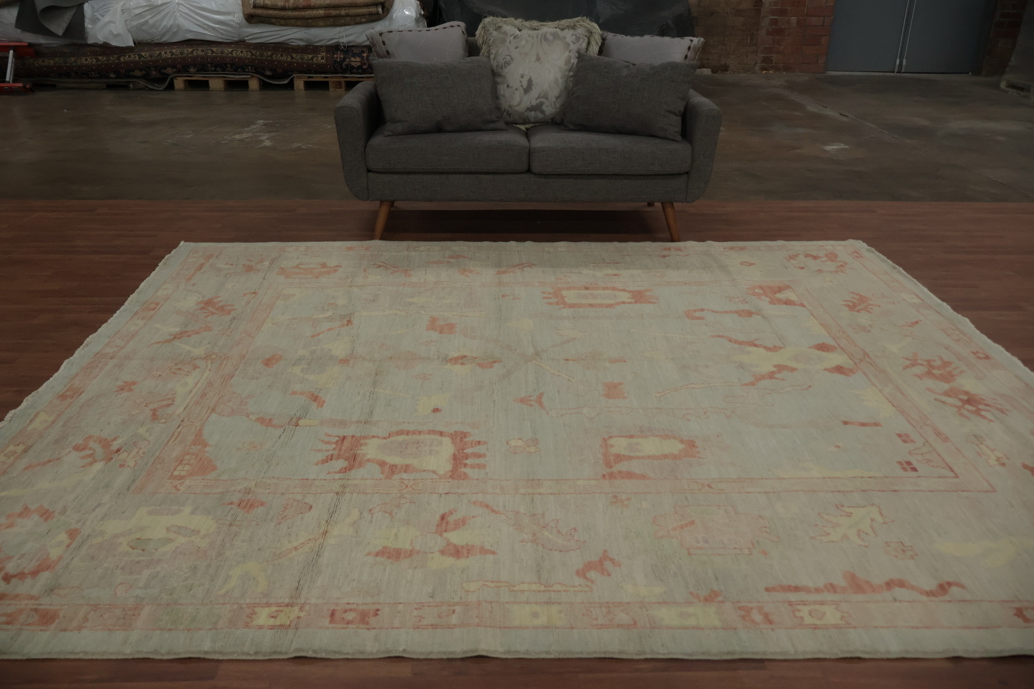 Classic Decor Oushak Vegetable Dye Area Rug 8x10 in Gentle Pastel Shades