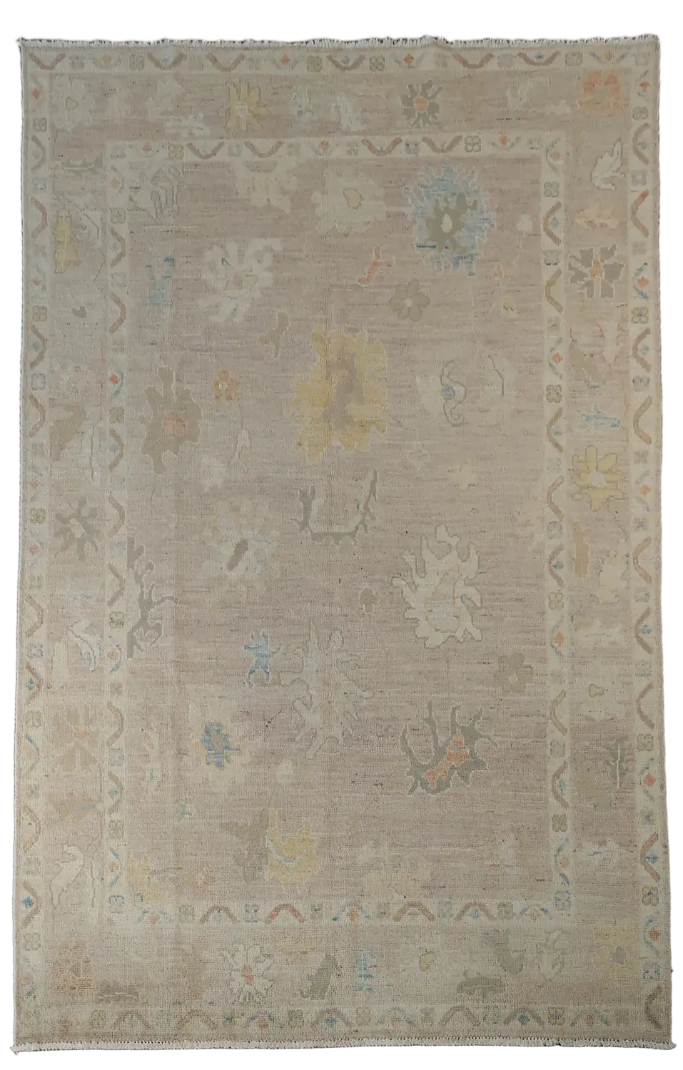 Pale Lilac Purple Neutral Turkish Rug with Subtle Floral Patterns 6x9 ft
