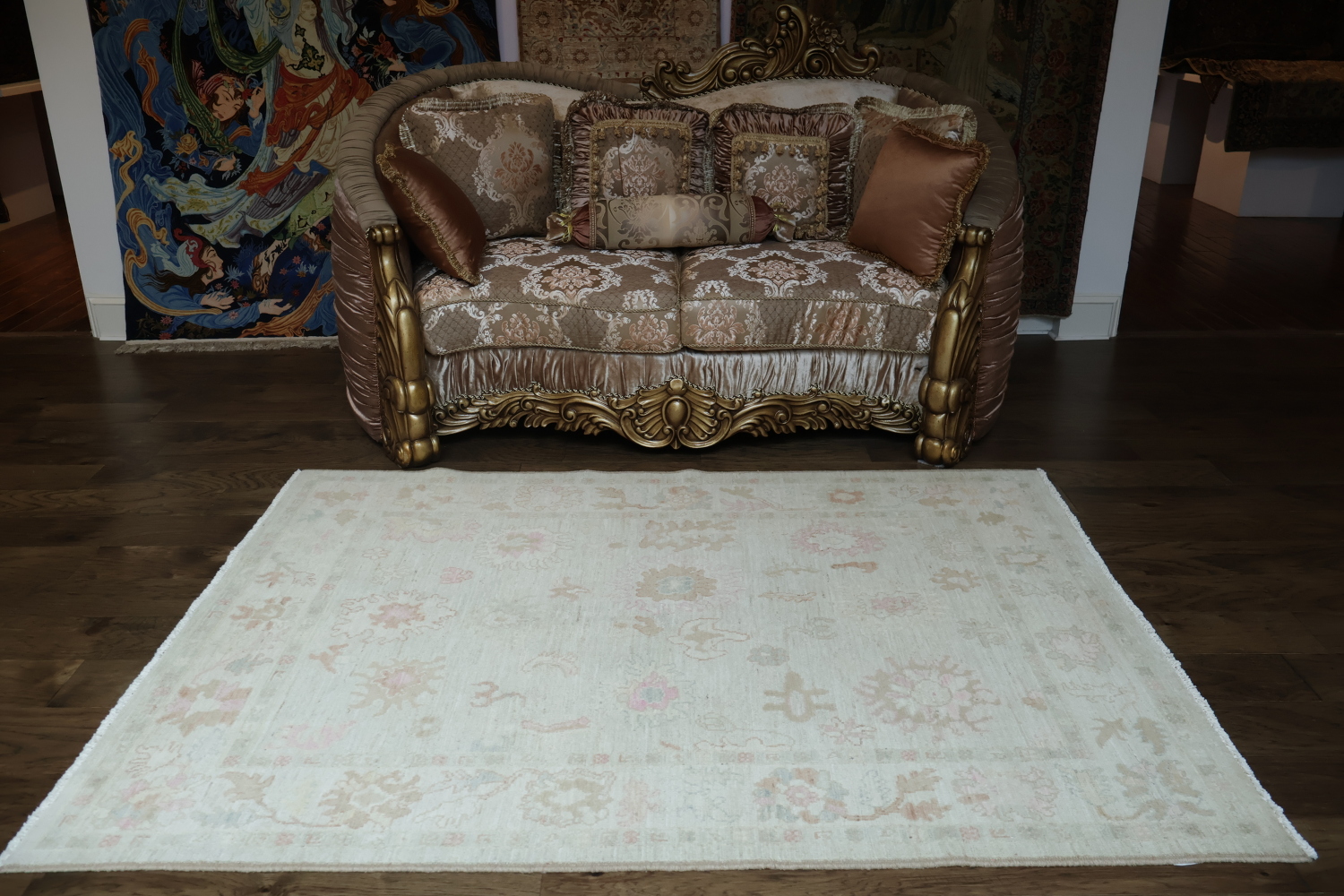 Vegetable Dye Oushak Oriental Area Rug 5x7