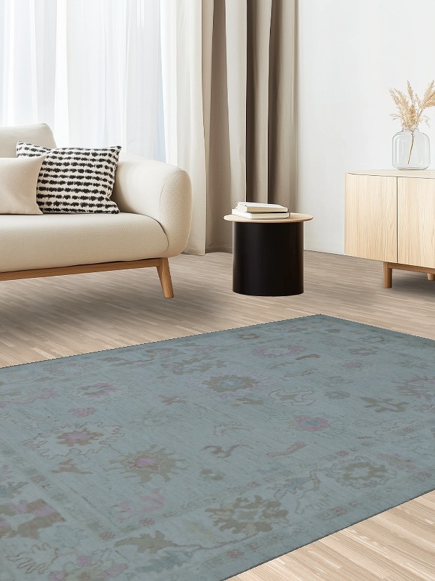 Vegetable Dye Oushak Oriental Area Rug 5x7