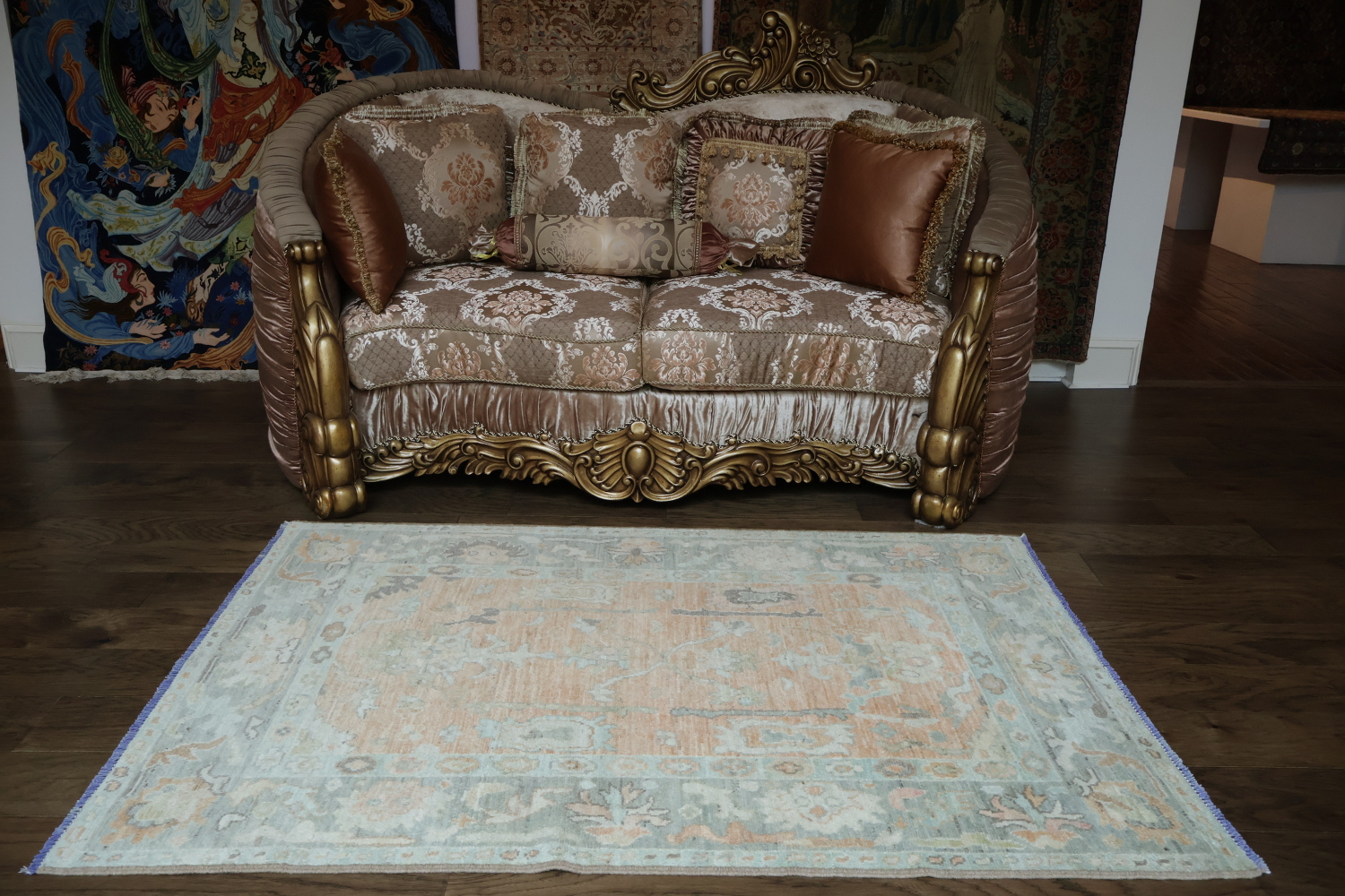 Vegetable Dye Oushak Oriental Area Rug 4x6