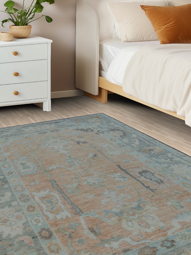 Vegetable Dye Oushak Oriental Area Rug 4x6