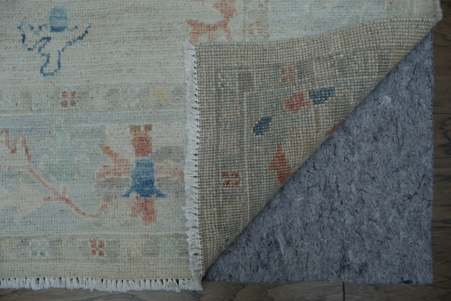 Muted Beige and Pastel Blue Turkish Rug Featuring Delicate, Artistic Patterns 5x7