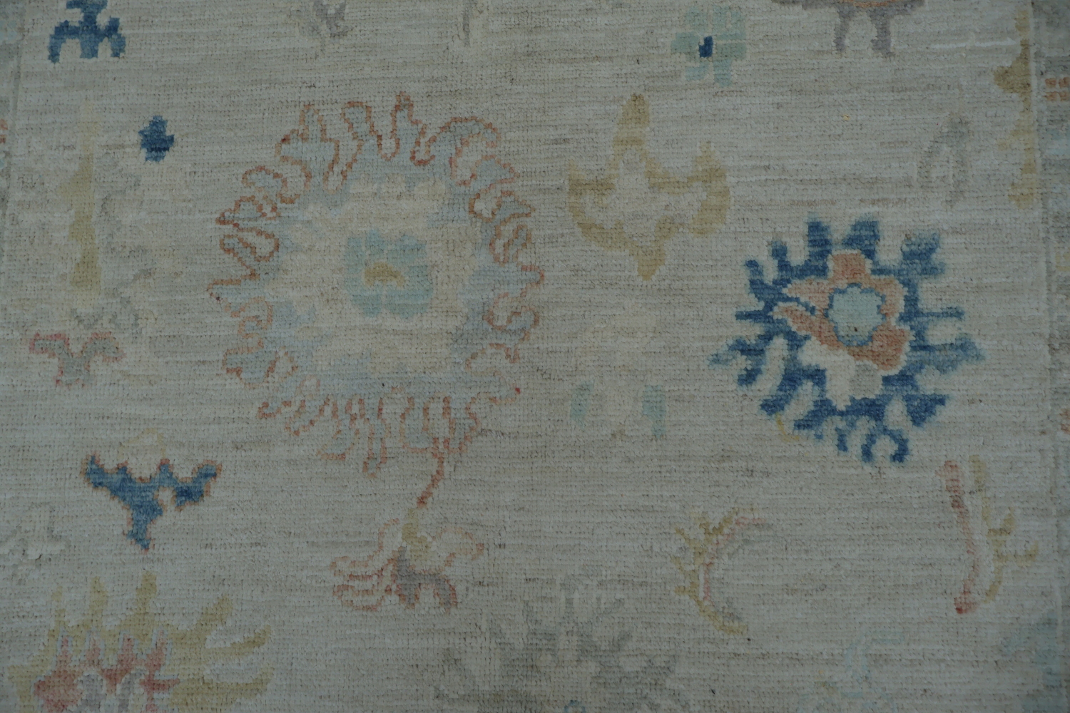 Muted Beige and Pastel Blue Turkish Rug Featuring Delicate, Artistic Patterns 5x7