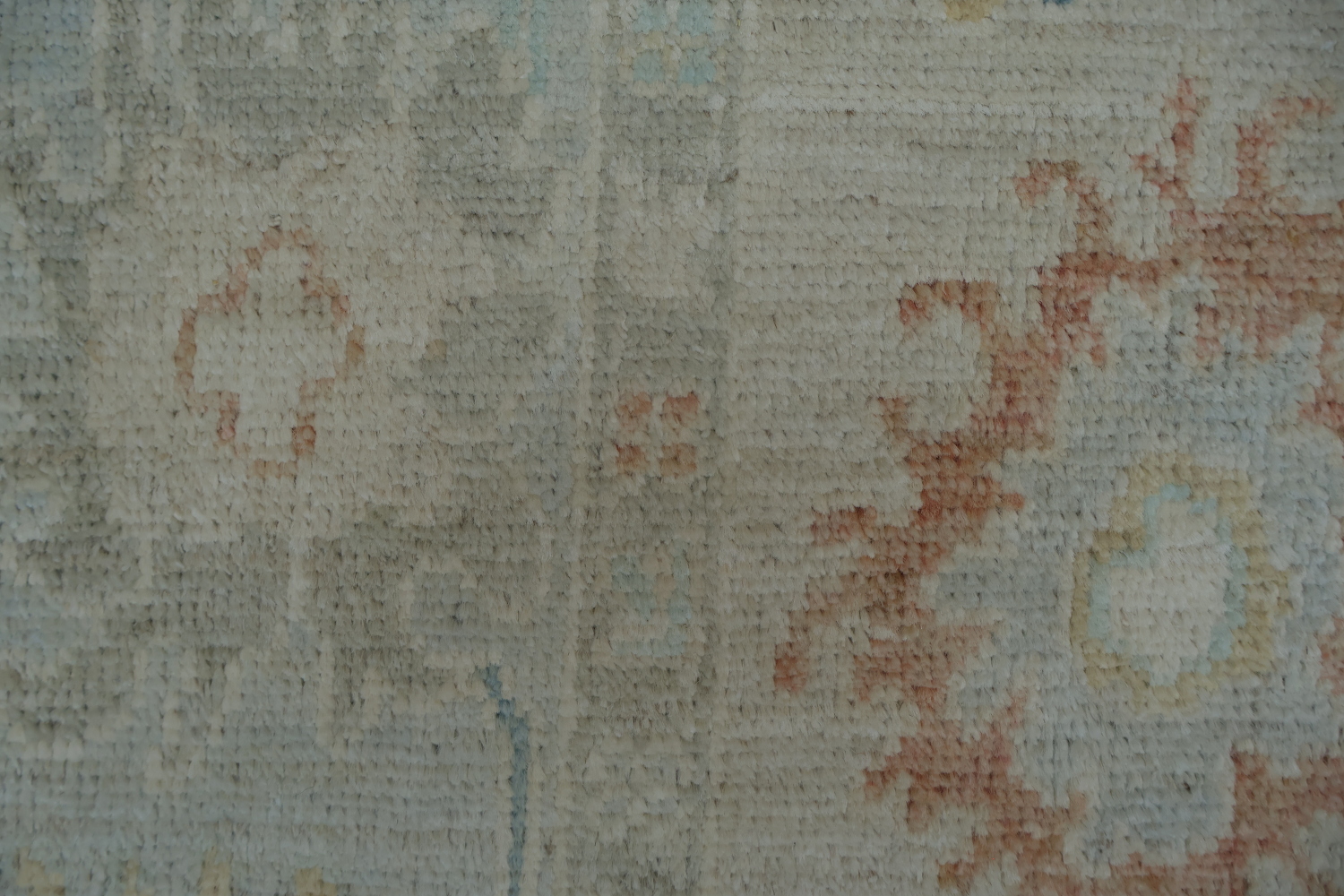 Muted Beige and Pastel Blue Turkish Rug Featuring Delicate, Artistic Patterns 5x7