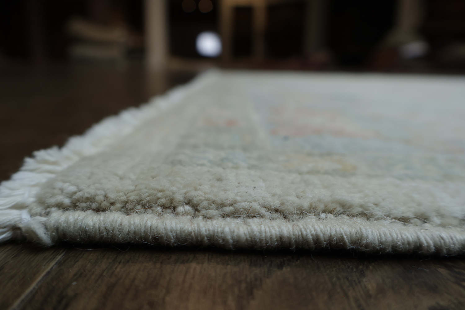 Muted Beige and Pastel Blue Turkish Rug Featuring Delicate, Artistic Patterns 5x7