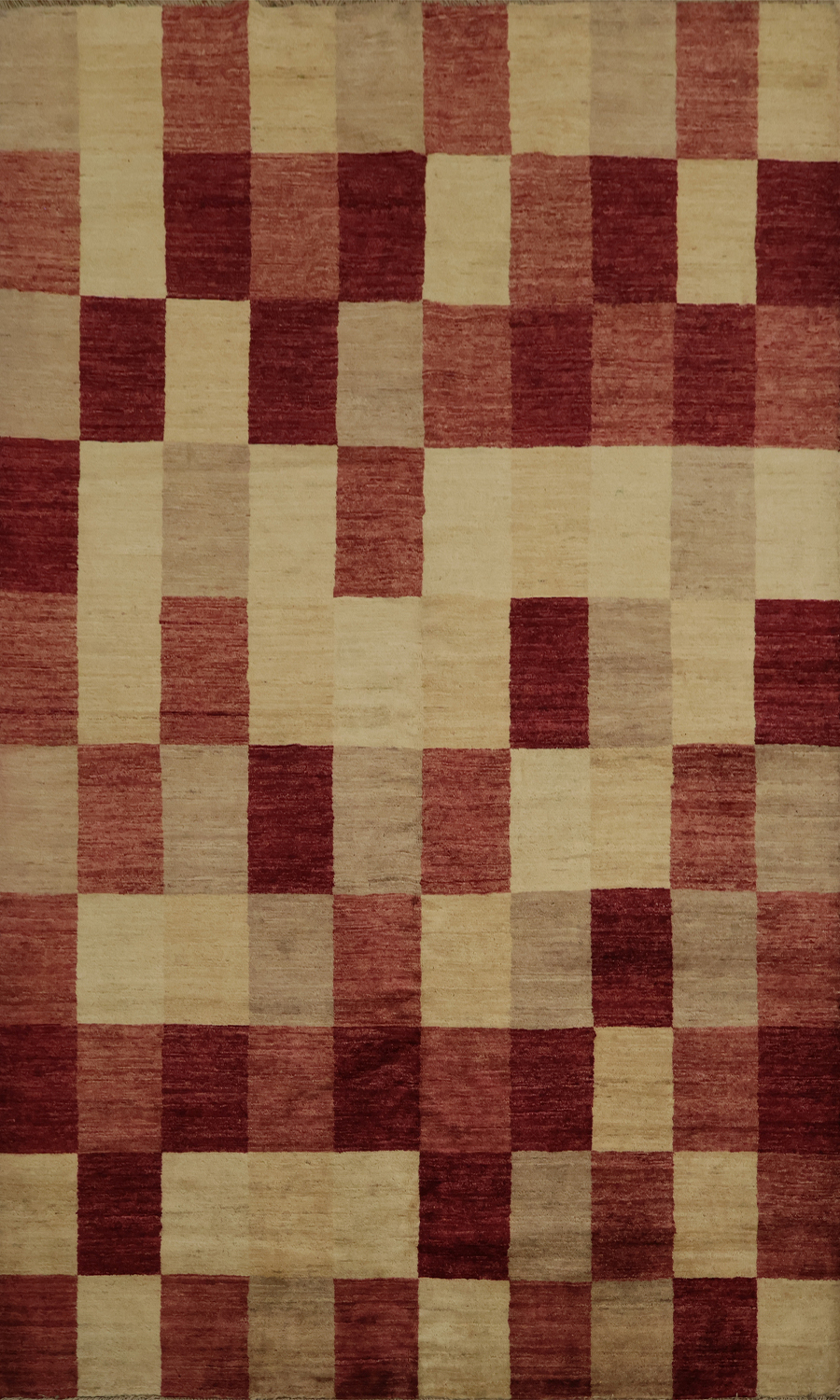 Handmade Checkered Gabbeh Kashkoli Area Rug 6x8 for Modern Spaces