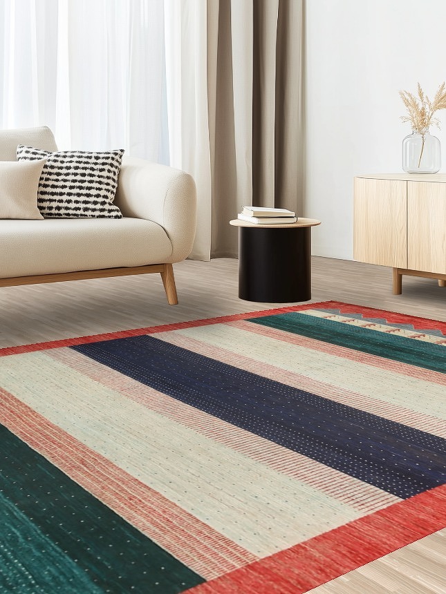Striped Gabbeh Kashkoli Oriental Area Rug 7x10