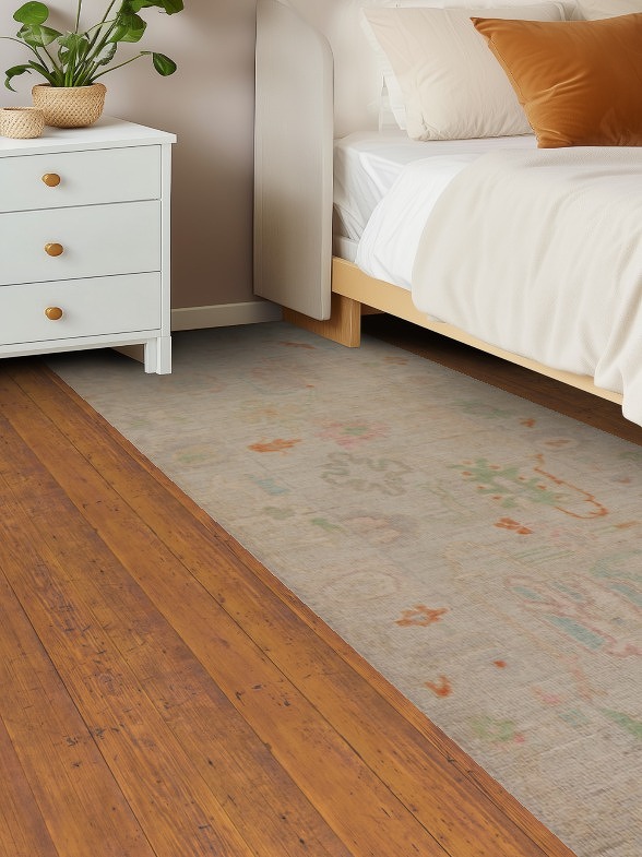 Vegetable Dye Oushak Wool Runner Rug 3x10