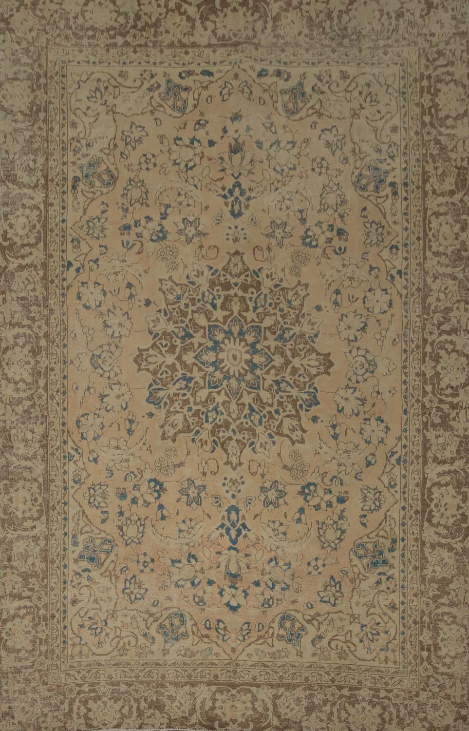 Distressed Floral Tabriz Persian Area Rug 7x11