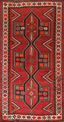Geometric Red Lori Persian Area Rug 5x10 Iran lori rug