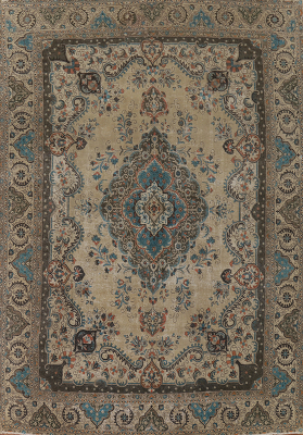 Distressed Wool Tabriz Persian Area Rug 9x12