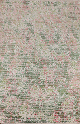 Contemporary Pink &amp; Green Wool Abstract Area Rug 7x10