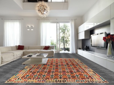 All-Over Geometric Kilim Oriental Large Rug 10x17