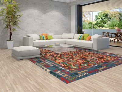 All-Over Geometric Kilim Oriental Large Rug 10x14