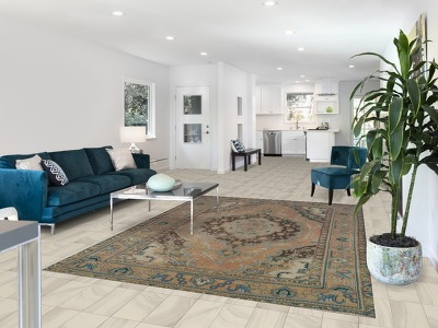 Vintage Wool Tabriz Persian Area Rug 7x9