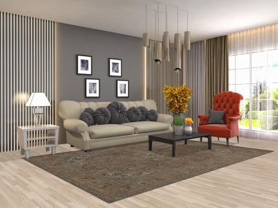 Geometric Wool Tabriz Persian Area Rug 6x10