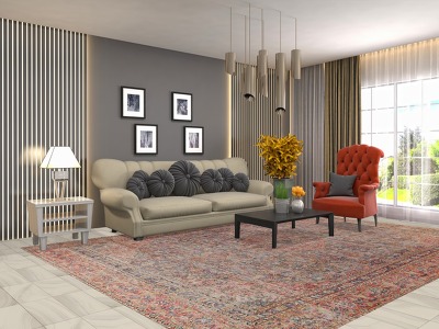 Blue Floral Kashan Persian Area Rug 9x12