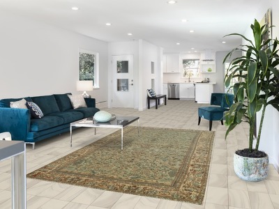 All-Over Green Floral Tabriz Persian Area Rug 6x9