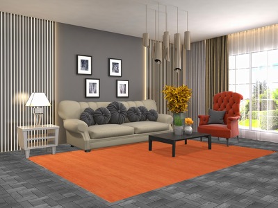 Orange Wool Gabbeh Oriental Area Rug 6x10