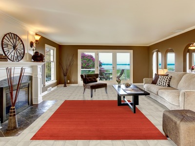 Striped Wool Orange Gabbeh Oriental Area Rug 7x10