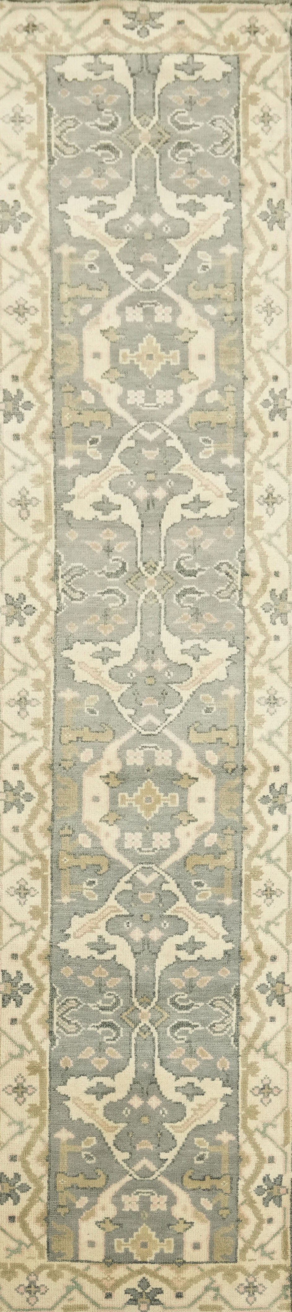 Traditional Style 15ft Runner Rug with Soft Hues in All-Over Floral Pattern