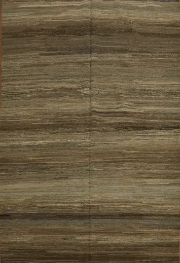 Earth Tone Kilim Brown Wool Area Rug 7x10