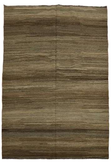 Earth Tone Kilim Brown Wool Area Rug 7x10