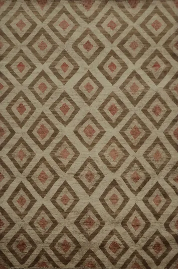 Modern Diamond Gabbeh Kashkoli Area Rug 6x8 in Earthy Tones