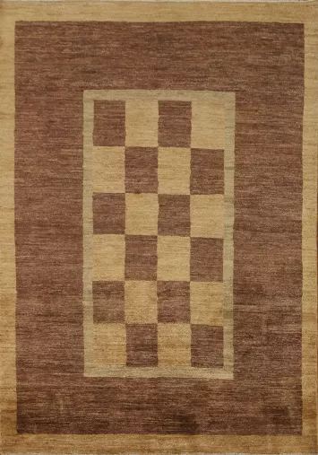 Checkered Gabbeh Vegetable Dye Area Rug 5x6