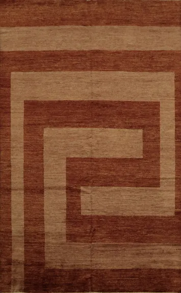 Gabbeh Vegetable Dye Area Rug 7x10 in Warm Shades for a Cozy Atmosphere