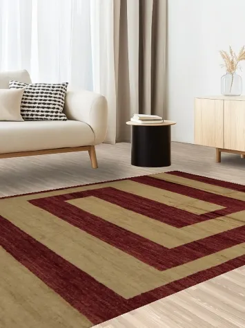 Contemporary Maze Pattern Gabbeh Vegetable Dye Area Rug 6x8