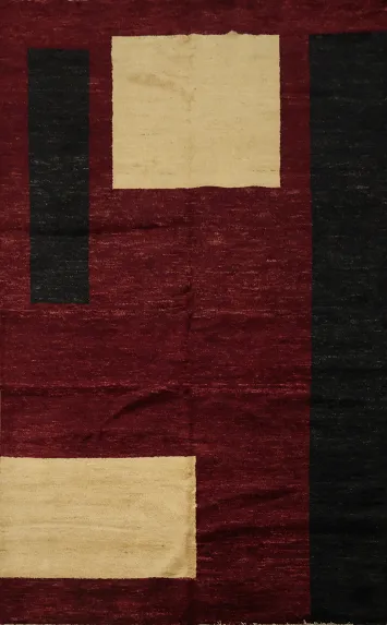 Modern Art-Inspired Vegetable Dye Gabbeh Area Rug 6x8