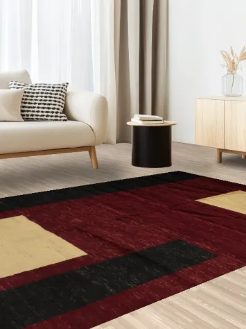 Modern Art-Inspired Vegetable Dye Gabbeh Area Rug 6x8