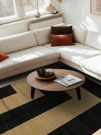 Modern Black and Beige Vegetable Dye Gabbeh Area Rug 7x10