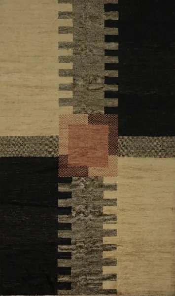 Vegetable Dye Gabbeh Area Rug 7x10 Blend of Neutral Earth Tones