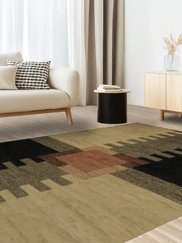 Vegetable Dye Gabbeh Area Rug 7x10 Blend of Neutral Earth Tones