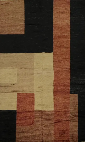 Stylish and Modern Geometric Gabbeh Vegetable Dye Area Rug 7x10