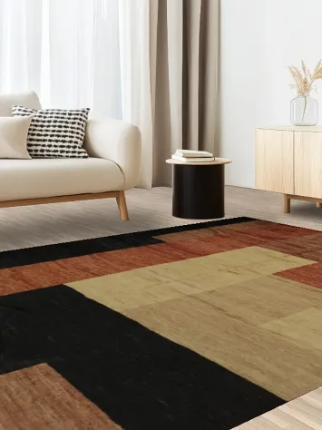 Stylish and Modern Geometric Gabbeh Vegetable Dye Area Rug 7x10