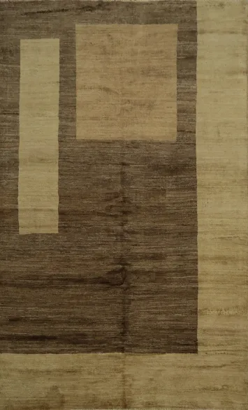 Neutral Tone Modern Gabbeh Area Rug 6x8 with Geometric Shapes