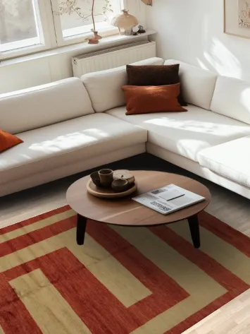 Geometric Gabbeh Vegetable Dye Area Rug 6x8 with Maze-like Design