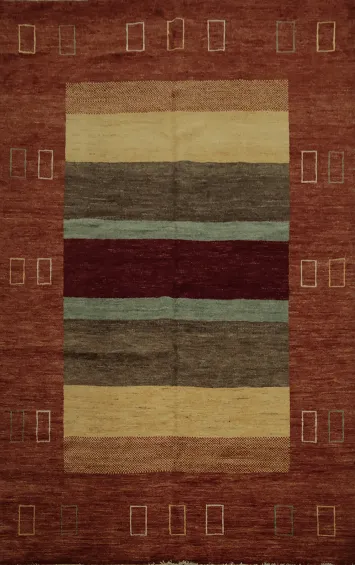 Modern Gabbeh Vegetable Dye Area Rug 7x8