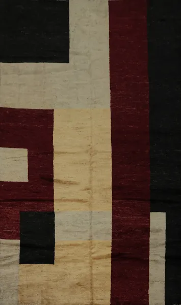 Contemporary Chic Minimalist Vegetable Dye Gabbeh Area Rug 7x9