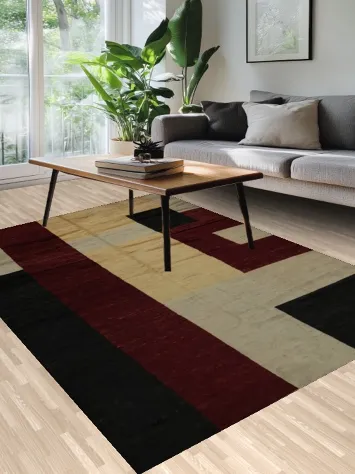Contemporary Chic Minimalist Vegetable Dye Gabbeh Area Rug 7x9