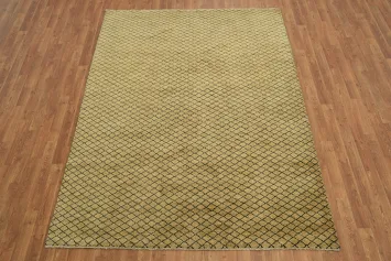 Contemporary Golden Brown Area Rug with Artistic Designs 6x8 ft