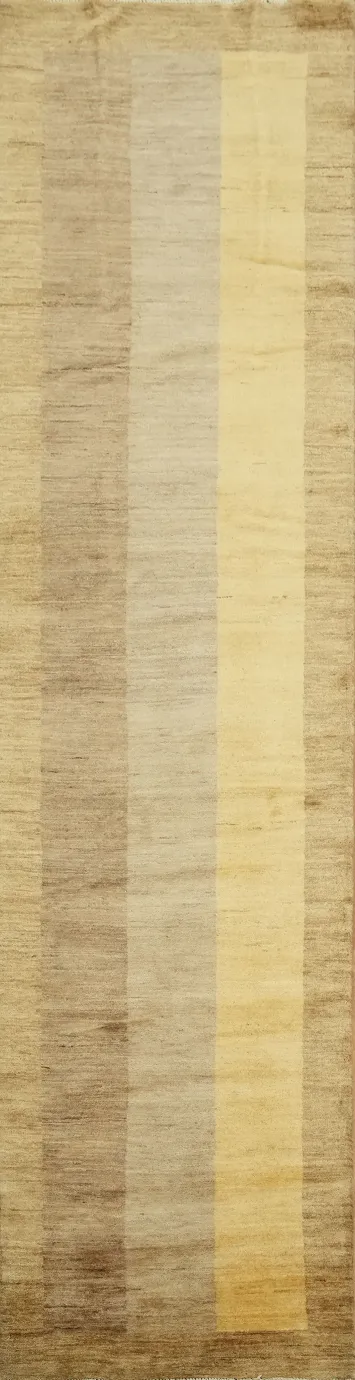 Subtle Striped Rug with Elegant Earthy Tones Design 3x10 ft