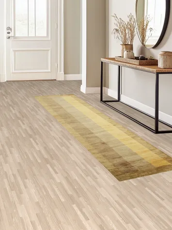 Subtle Striped Rug with Elegant Earthy Tones Design 3x10 ft