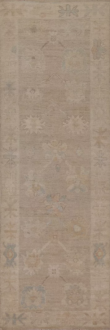 Vegetable Dye Oushak Turkish Runner Rug 3x9